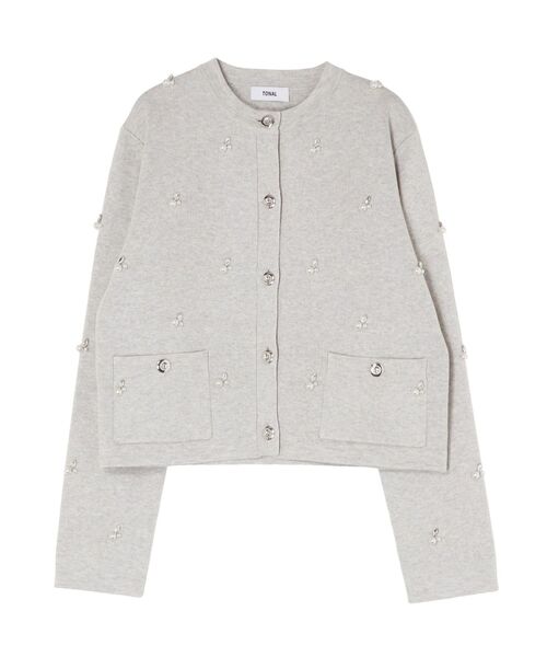 TONAL（トーナル）の「ビジューニットカーデ（カーディガン/ボレロ・レディース・ブラック/グレー/オフホワイト・MEDIUM）」の18枚目の写真