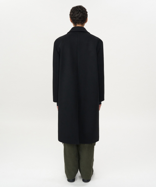 カシミアダブルロングコートBLACK