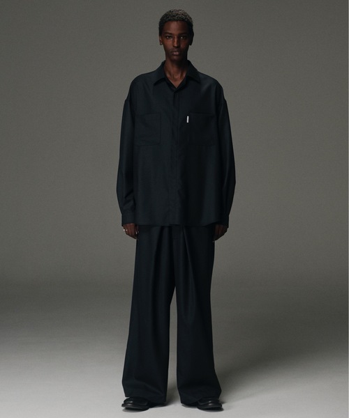 COOTIE PRODUCTIONS ブラック スラックス TECHWOOL Intuck Wide Easy Trousers（スラックス）｜COOTIE