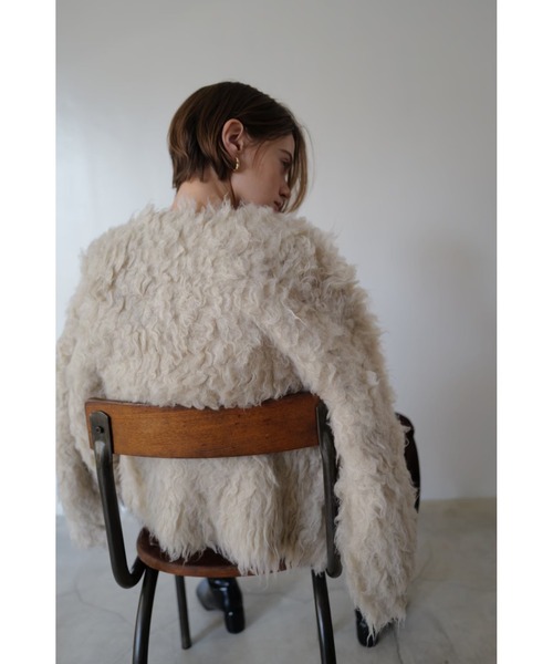 TRUNC（トランクエイティーエイト）の「Fluffy Ribbon Cardigan / フラッフィーリボンカーディガン（カーディガン/ボレロ・レディース・アイボリー/チャコールグレー・FREE）」の3枚目の写真