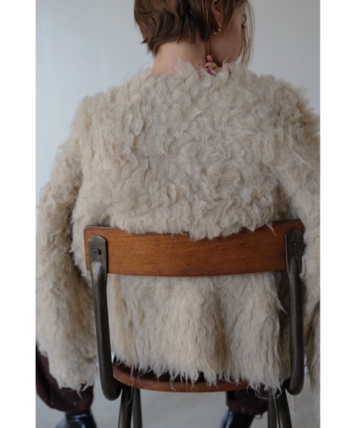 TRUNC（トランクエイティーエイト）の「Fluffy Ribbon Cardigan / フラッフィーリボンカーディガン（カーディガン/ボレロ・レディース・アイボリー/チャコールグレー・FREE）」の4枚目の写真