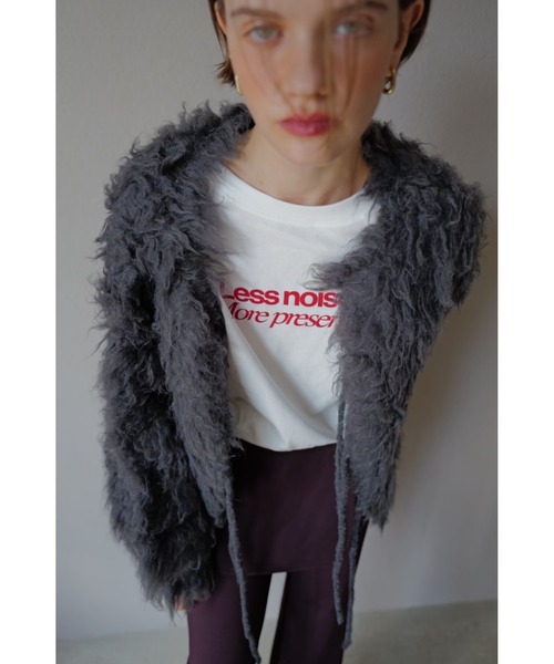 TRUNC（トランクエイティーエイト）の「Fluffy Ribbon Cardigan / フラッフィーリボンカーディガン（カーディガン/ボレロ・レディース・アイボリー/チャコールグレー・FREE）」の10枚目の写真