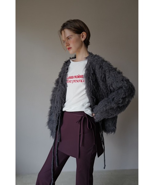 TRUNC（トランクエイティーエイト）の「Fluffy Ribbon Cardigan / フラッフィーリボンカーディガン（カーディガン/ボレロ・レディース・アイボリー/チャコールグレー・FREE）」の12枚目の写真