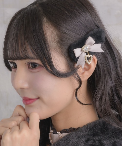 ROJITA（ロジータ）の「リボン付ファークリップセット（バレッタ/ヘアクリップ・レディース・ブラック/マルチ/ホワイト・FREE）」の10枚目の写真