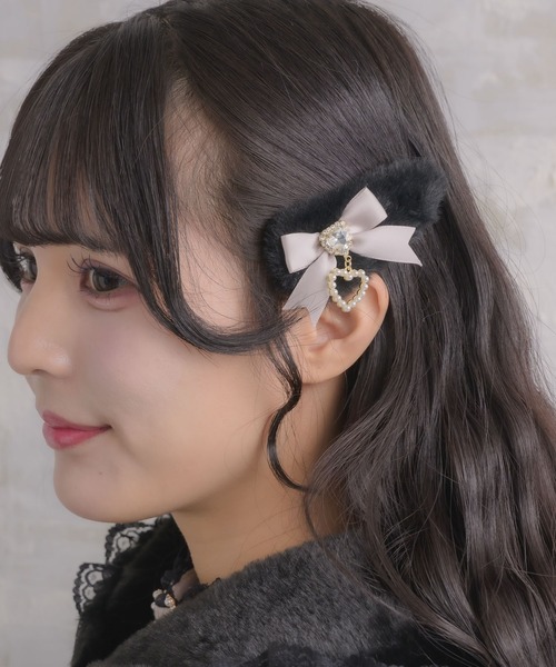 ROJITA（ロジータ）の「リボン付ファークリップセット（バレッタ/ヘアクリップ・レディース・ブラック/マルチ/ホワイト・FREE）」の12枚目の写真