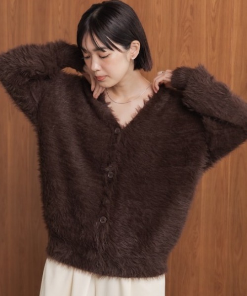 Bou Jeloud（ブージュルード）の「起毛加工シャギーカーディガン（カーディガン/ボレロ・レディース・ライトグレー/ブラウン/チャコールグレー/ブルー・FREE）」の3枚目の写真