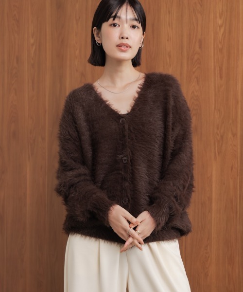 Bou Jeloud（ブージュルード）の「起毛加工シャギーカーディガン（カーディガン/ボレロ・レディース・ライトグレー/ブラウン/チャコールグレー/ブルー・FREE）」の5枚目の写真