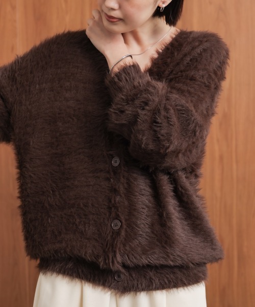 Bou Jeloud（ブージュルード）の「起毛加工シャギーカーディガン（カーディガン/ボレロ・レディース・ライトグレー/ブラウン/チャコールグレー/ブルー・FREE）」の8枚目の写真