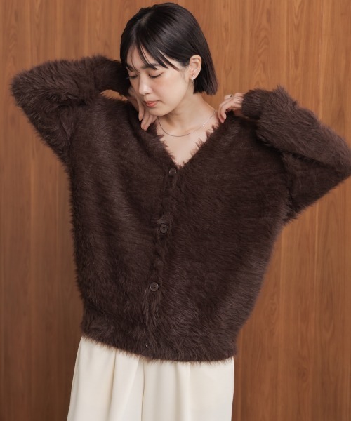 Bou Jeloud（ブージュルード）の「起毛加工シャギーカーディガン（カーディガン/ボレロ・レディース・ライトグレー/ブラウン/チャコールグレー/ブルー・FREE）」の9枚目の写真