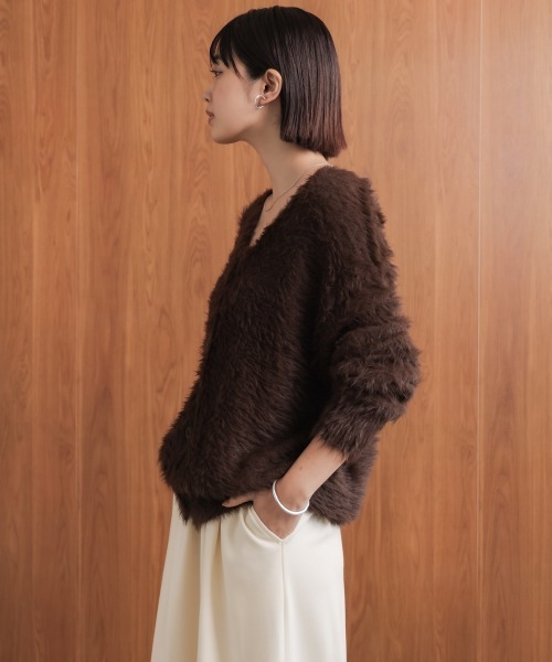 Bou Jeloud（ブージュルード）の「起毛加工シャギーカーディガン（カーディガン/ボレロ・レディース・ライトグレー/ブラウン/チャコールグレー/ブルー・FREE）」の11枚目の写真