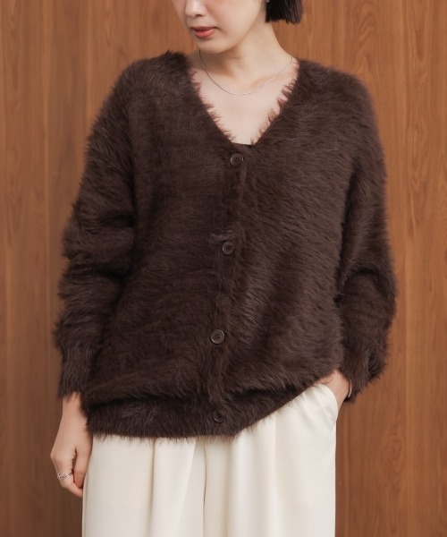 Bou Jeloud（ブージュルード）の「起毛加工シャギーカーディガン（カーディガン/ボレロ・レディース・ライトグレー/ブラウン/チャコールグレー/ブルー・FREE）」の14枚目の写真