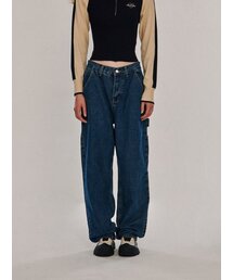 SOME PLACE（サムプレイス）の「クラシックカーペンタースナップワイドカーゴデニムパンツ[中青]（デニムパンツ）」