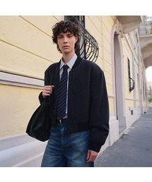 LMOOD（エルムード）の「Cedric Wool Padded Bomber Jacket in Gray Stripes（MA-1・メンズ）」