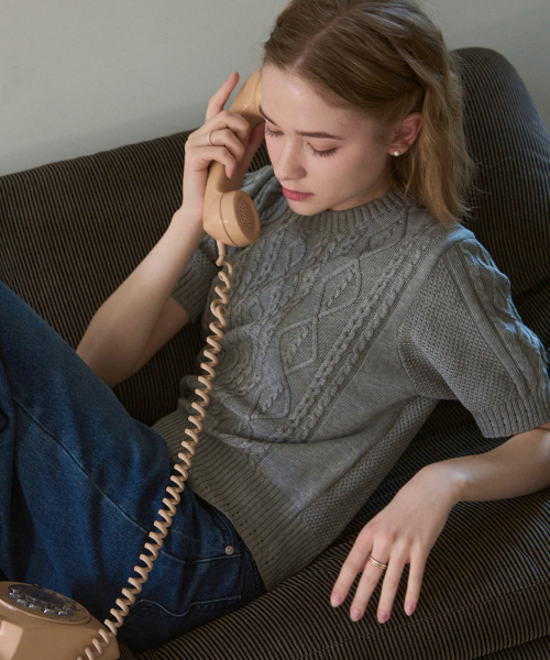 DRAWFIT WOMEN（ドローフィットウーマン）の「スカシケーブル半袖ニット [アイボリー]（Tシャツ/カットソー・レディース・その他・MEDIUM/SMALL）」の5枚目の写真
