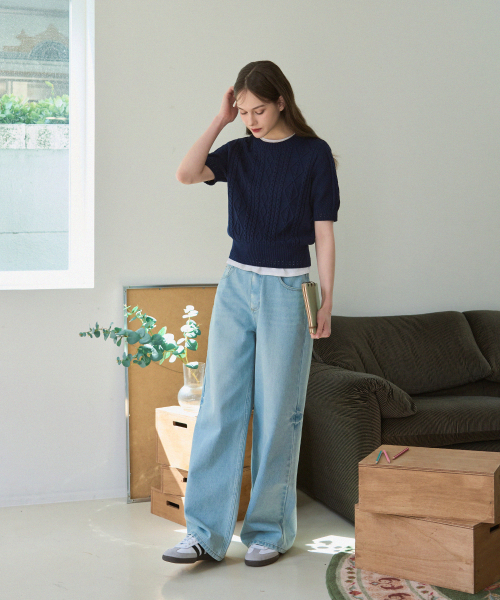 DRAWFIT WOMEN（ドローフィットウーマン）の「スカシケーブル半袖ニット [アイボリー]（Tシャツ/カットソー・レディース・その他・MEDIUM/SMALL）」の10枚目の写真