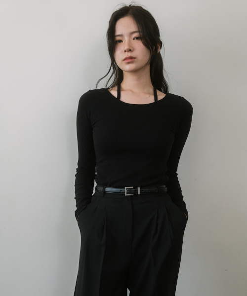 LAMINEZ(ラミネズ)の「メローストラップTシャツ - ブラック(Tシャツ/カットソー・レディース・その他・FREE)」の1枚目の写真
