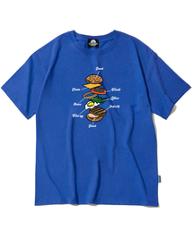 TRIPSHION（トリップション）の「ハンバーガーレシピ グラフィックTシャツ - ブルー（Tシャツ/カットソー）」