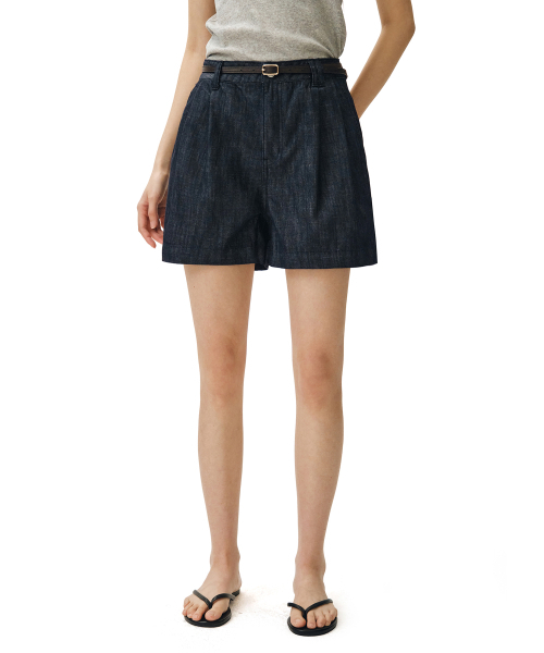 DECET WOMEN（デケット ウーマン）の「[リネンライク]2Pleats Shorts DCWPT016CPIndigo（その他パンツ・レディース・その他・X-SMALL/SMALL/MEDIUM/LARGE）」の3枚目の写真
