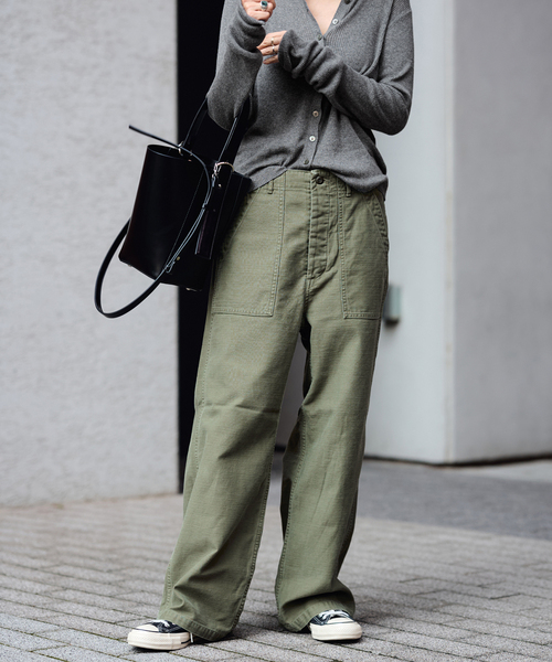 FRAMeWORK（フレームワーク）の「≪追加≫ミリタリースラブバックサテンベイカーパンツ 4（カーゴパンツ・レディース・オリーブ/ホワイト・36/38/40）」の8枚目の写真