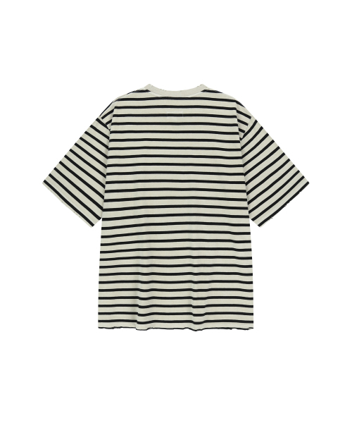 ENDOOR(エンドア)の「Vintage damage stripe 1/2 t-shirt (vtg black)(シャツ/ブラウス・メンズ・ベージュ×ブラック・2)」の3枚目の写真