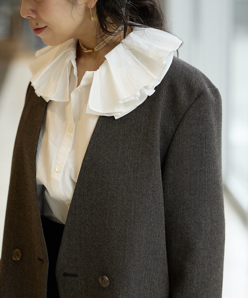 l*e様 IENA LA BOUCLE✨楊柳フリルブラウス　長袖　シャツ IENA LA BOUCLE フリルブラウス（シャツ/ブラウス）｜IENA LA BOUCLE