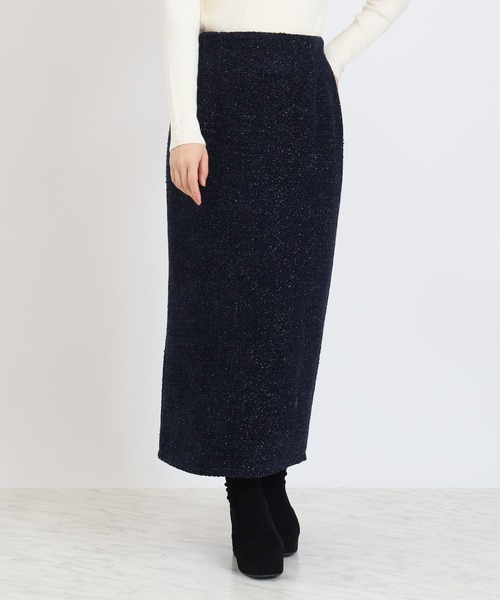 TRUDEA（トルディア）の「ラメモールナロータイトスカート（スカート・レディース・グレイッシュブルー/ネイビー/ブラウン・MEDIUM）」の2枚目の写真