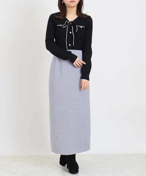 TRUDEA（トルディア）の「ラメモールナロータイトスカート（スカート・レディース・グレイッシュブルー/ネイビー/ブラウン・MEDIUM）」の7枚目の写真