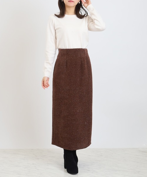 TRUDEA（トルディア）の「ラメモールナロータイトスカート（スカート・レディース・グレイッシュブルー/ネイビー/ブラウン・MEDIUM）」の11枚目の写真