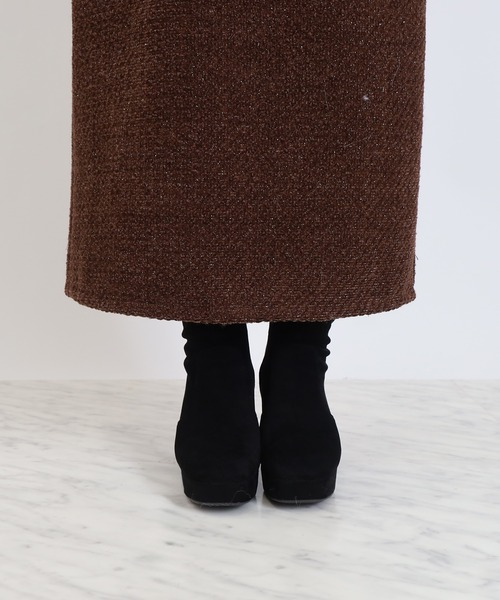 TRUDEA（トルディア）の「ラメモールナロータイトスカート（スカート・レディース・グレイッシュブルー/ネイビー/ブラウン・MEDIUM）」の19枚目の写真