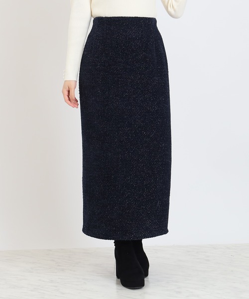 TRUDEA（トルディア）の「ラメモールナロータイトスカート（スカート・レディース・グレイッシュブルー/ネイビー/ブラウン・MEDIUM）」の12枚目の写真