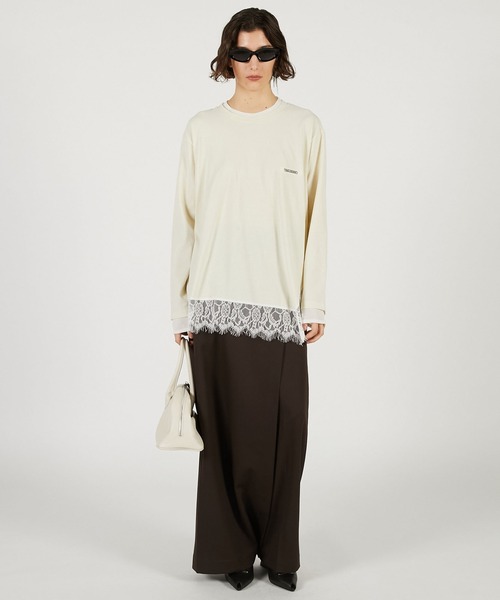 PRANK PROJECT（プランクプロジェクト）の「【Pre-Order】アシメヘムレーストップ / Asymmetrical Hem Lace Top（その他トップス・レディース・チャコールグレー/グレー/イエロー・FREE）」の6枚目の写真