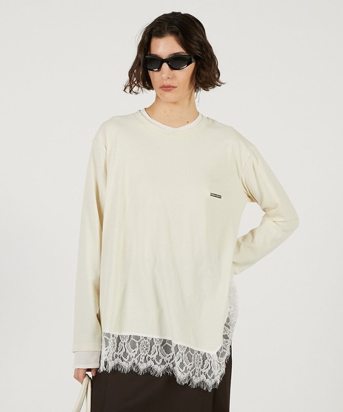 PRANK PROJECT（プランクプロジェクト）の「【Pre-Order】アシメヘムレーストップ / Asymmetrical Hem Lace Top（その他トップス・レディース・チャコールグレー/グレー/イエロー・FREE）」の15枚目の写真