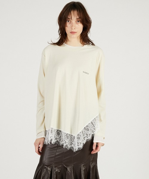 PRANK PROJECT（プランクプロジェクト）の「【Pre-Order】アシメヘムレーストップ / Asymmetrical Hem Lace Top（その他トップス・レディース・チャコールグレー/グレー/イエロー・FREE）」の16枚目の写真