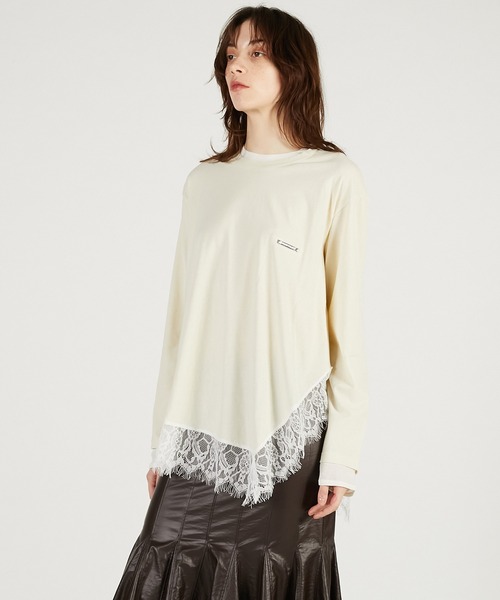 PRANK PROJECT（プランクプロジェクト）の「【Pre-Order】アシメヘムレーストップ / Asymmetrical Hem Lace Top（その他トップス・レディース・チャコールグレー/グレー/イエロー・FREE）」の17枚目の写真