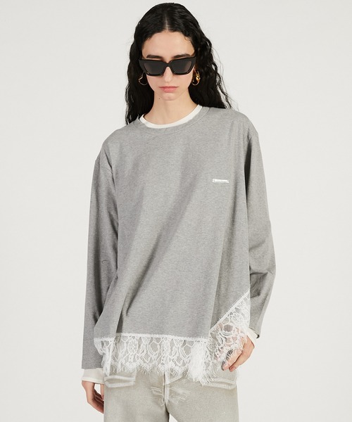 PRANK PROJECT（プランクプロジェクト）の「【Pre-Order】アシメヘムレーストップ / Asymmetrical Hem Lace Top（その他トップス・レディース・チャコールグレー/グレー/イエロー・FREE）」の11枚目の写真