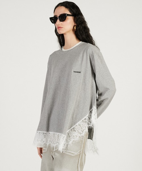 PRANK PROJECT（プランクプロジェクト）の「【Pre-Order】アシメヘムレーストップ / Asymmetrical Hem Lace Top（その他トップス・レディース・チャコールグレー/グレー/イエロー・FREE）」の12枚目の写真