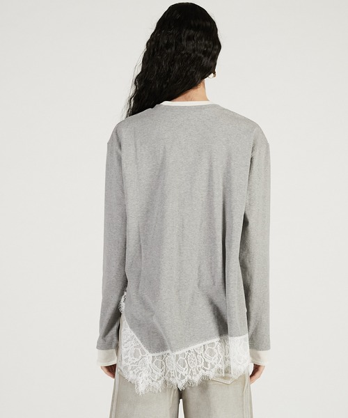 PRANK PROJECT（プランクプロジェクト）の「【Pre-Order】アシメヘムレーストップ / Asymmetrical Hem Lace Top（その他トップス・レディース・チャコールグレー/グレー/イエロー・FREE）」の13枚目の写真
