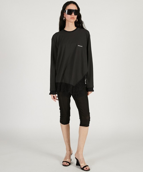 PRANK PROJECT（プランクプロジェクト）の「【Pre-Order】アシメヘムレーストップ / Asymmetrical Hem Lace Top（その他トップス・レディース・チャコールグレー/グレー/イエロー・FREE）」の4枚目の写真