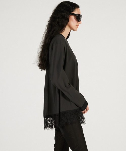 PRANK PROJECT（プランクプロジェクト）の「【Pre-Order】アシメヘムレーストップ / Asymmetrical Hem Lace Top（その他トップス・レディース・チャコールグレー/グレー/イエロー・FREE）」の10枚目の写真