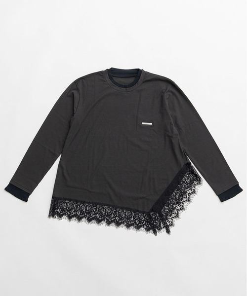 PRANK PROJECT（プランクプロジェクト）の「【Pre-Order】アシメヘムレーストップ / Asymmetrical Hem Lace Top（その他トップス・レディース・チャコールグレー/グレー/イエロー・FREE）」の22枚目の写真