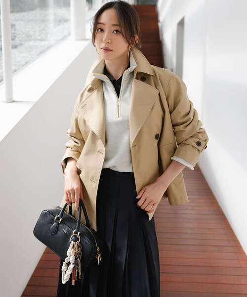 23区 L(ニジュウサンクオオキイサイズ)の「シャイニーコットンテリー ハーフジップ スウェット(スウェット・レディース・ネイビー系/アイボリー系・44/46)」の3枚目の写真