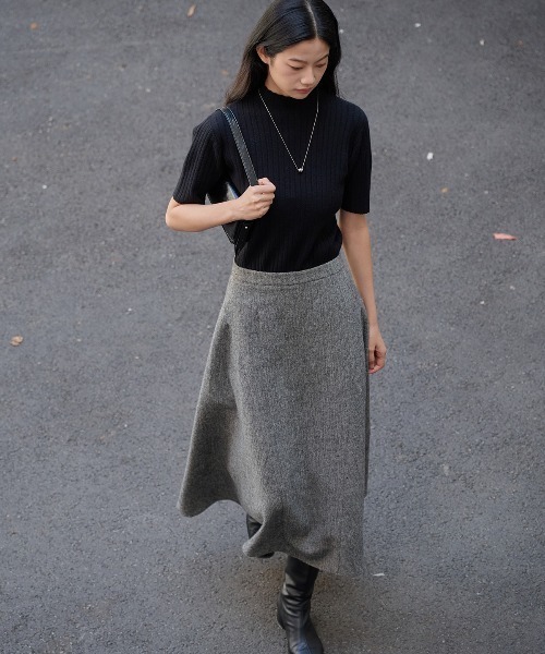 GENERAL IDEA（ジェネラルアイデア）の「【GENERAL IDEA】ウールフレアロングスカート / WOOL FLARE LONG SKIRT/（スカート・レディース・ブラック/ブラウン・M/S/L）」の8枚目の写真