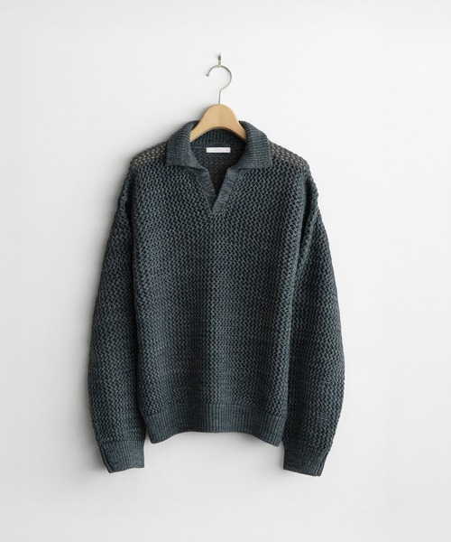 WYM LIDNM（ウィム バイ リドム）の「LOW GAUGE MESH KNIT POLO（ニット/セーター・メンズ・グレイッシュブルー/レッド/チャコール・S/M/L）」の22枚目の写真