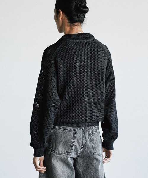 WYM LIDNM（ウィム バイ リドム）の「LOW GAUGE MESH KNIT POLO（ニット/セーター・メンズ・グレイッシュブルー/レッド/チャコール・S/M/L）」の11枚目の写真