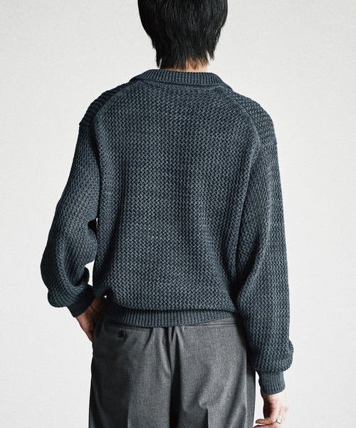WYM LIDNM（ウィム バイ リドム）の「LOW GAUGE MESH KNIT POLO（ニット/セーター・メンズ・グレイッシュブルー/レッド/チャコール・S/M/L）」の13枚目の写真