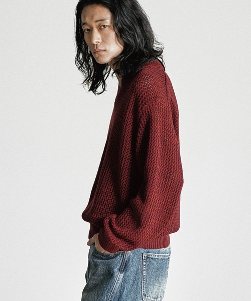 WYM LIDNM（ウィム バイ リドム）の「LOW GAUGE MESH KNIT POLO（ニット/セーター・メンズ・グレイッシュブルー/レッド/チャコール・S/M/L）」の14枚目の写真
