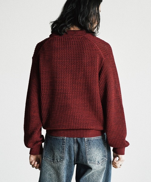 WYM LIDNM（ウィム バイ リドム）の「LOW GAUGE MESH KNIT POLO（ニット/セーター・メンズ・グレイッシュブルー/レッド/チャコール・S/M/L）」の15枚目の写真