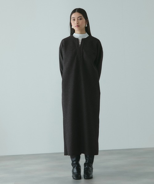 VICKY（ビッキー）の「ソフトニットメルトンキーネックワンピース≪手洗い可能≫（ワンピース・レディース・ダークグレー/ライトグレー・M）」の18枚目の写真