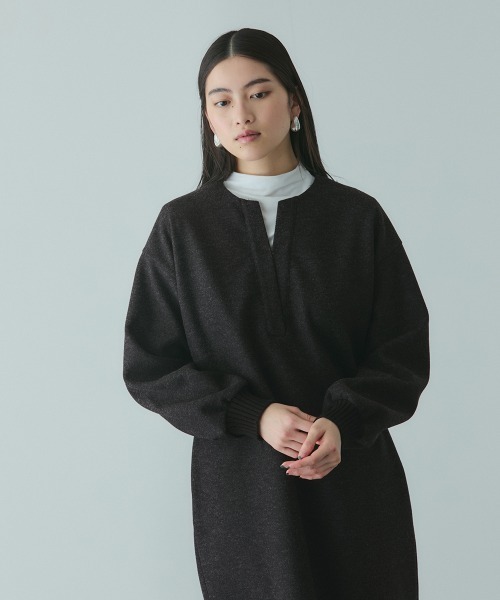 VICKY（ビッキー）の「ソフトニットメルトンキーネックワンピース≪手洗い可能≫（ワンピース・レディース・ダークグレー/ライトグレー・M）」の17枚目の写真