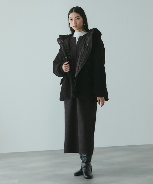 VICKY（ビッキー）の「ソフトニットメルトンキーネックワンピース≪手洗い可能≫（ワンピース・レディース・ダークグレー/ライトグレー・M）」の19枚目の写真